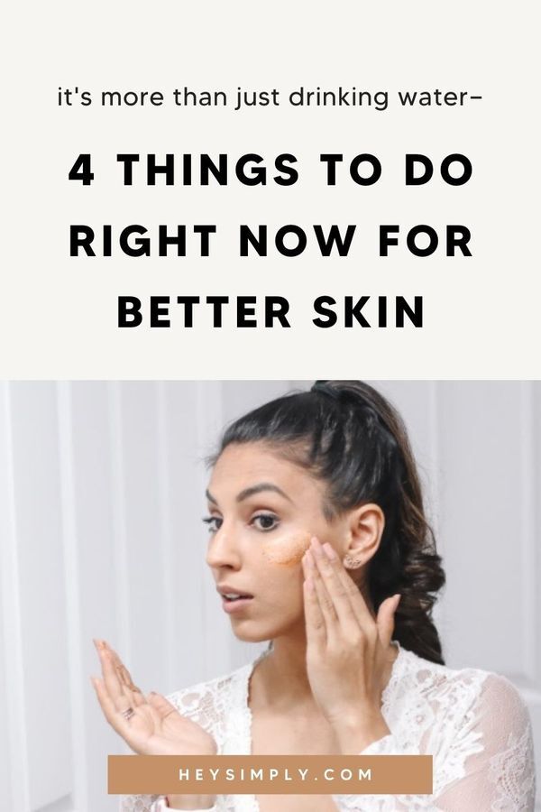 Girl applies skin care